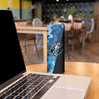 Custom Blue Camo Bass Fishing Skinny Tumbler Fishing Rod Graphic Design - Wonder Print Shop