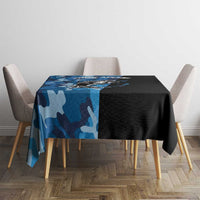 Custom Blue Camo Bass Fishing Tablecloth Fishing Rod Graphic Design - Wonder Print Shop