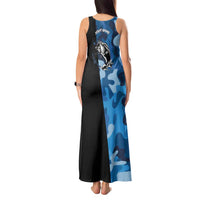 Custom Blue Camo Bass Fishing Tank Maxi Dress Fishing Rod Graphic Design - Wonder Print Shop
