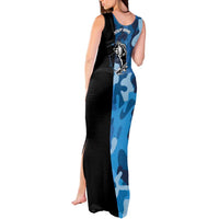 Custom Blue Camo Bass Fishing Tank Maxi Dress Fishing Rod Graphic Design - Wonder Print Shop