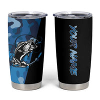 Custom Blue Camo Bass Fishing Tumbler Cup Fishing Rod Graphic Design - Wonder Print Shop