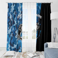 Custom Blue Camo Bass Fishing Window Curtain Fishing Rod Graphic Design - Wonder Print Shop