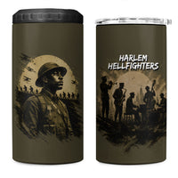 Harlem Hellfighters WWI Soldier 4 in 1 Can Cooler Tumbler Vintage Military Hero Jazz Band Silhouette Art