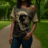 Harlem Hellfighters WWI Soldier Cross Shoulder Shirt Vintage Military Hero Jazz Band Silhouette Art