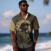 Harlem Hellfighters WWI Soldier Hawaiian Shirt Vintage Military Hero Jazz Band Silhouette Art