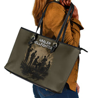 Harlem Hellfighters WWI Soldier Leather Tote Bag Vintage Military Hero Jazz Band Silhouette Art