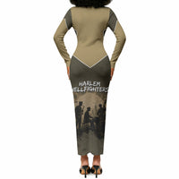 Harlem Hellfighters WWI Soldier Long Sleeve Bodycon Dress Vintage Military Hero Jazz Band Silhouette Art