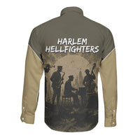 Harlem Hellfighters WWI Soldier Long Sleeve Button Shirt Vintage Military Hero Jazz Band Silhouette Art