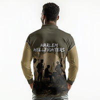 Harlem Hellfighters WWI Soldier Long Sleeve Polo Shirt Vintage Military Hero Jazz Band Silhouette Art