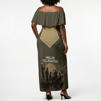 Harlem Hellfighters WWI Soldier Off Shoulder Maxi Dress Vintage Military Hero Jazz Band Silhouette Art