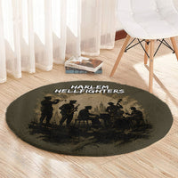 Harlem Hellfighters WWI Soldier Round Carpet Vintage Military Hero Jazz Band Silhouette Art