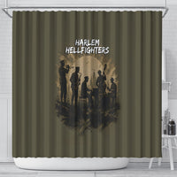 Harlem Hellfighters WWI Soldier Shower Curtain Vintage Military Hero Jazz Band Silhouette Art