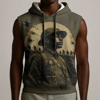 Harlem Hellfighters WWI Soldier Sleeveless Hoodie Vintage Military Hero Jazz Band Silhouette Art