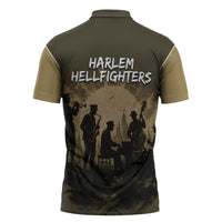 Harlem Hellfighters WWI Soldier Zipper Polo Shirt Vintage Military Hero Jazz Band Silhouette Art