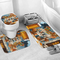 Oktoberfest Bathroom Set with Beer Mug Illustration White Diamond Pattern - Wonder Print Shop