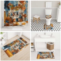 Oktoberfest Bathroom Set with Beer Mug Illustration White Diamond Pattern - Wonder Print Shop