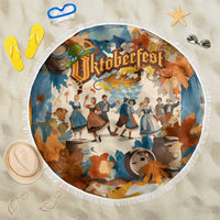 Oktoberfest Beach Blanket with Beer Mug Illustration White Diamond Pattern - Wonder Print Shop