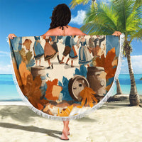 Oktoberfest Beach Blanket with Beer Mug Illustration White Diamond Pattern - Wonder Print Shop