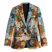 Oktoberfest Blazer with Beer Mug Illustration White Diamond Pattern - Wonder Print Shop