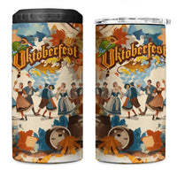 Oktoberfest 4 in 1 Can Cooler Tumbler with Beer Mug Illustration White Diamond Pattern - Wonder Print Shop