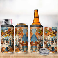 Oktoberfest 4 in 1 Can Cooler Tumbler with Beer Mug Illustration White Diamond Pattern - Wonder Print Shop