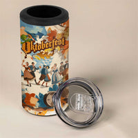Oktoberfest 4 in 1 Can Cooler Tumbler with Beer Mug Illustration White Diamond Pattern - Wonder Print Shop