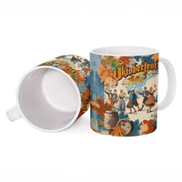Oktoberfest Ceramic Mug with Beer Mug Illustration White Diamond Pattern - Wonder Print Shop