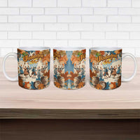 Oktoberfest Ceramic Mug with Beer Mug Illustration White Diamond Pattern - Wonder Print Shop