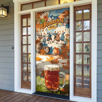 Oktoberfest Door Cover with Beer Mug Illustration White Diamond Pattern - Wonder Print Shop