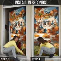 Oktoberfest Door Cover with Beer Mug Illustration White Diamond Pattern - Wonder Print Shop