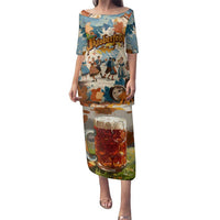 Oktoberfest Family Matching Puletasi and Hawaiian Shirt with Beer Mug Illustration White Diamond Pattern - Wonder Print Shop