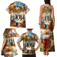 Oktoberfest Family Matching Tank Maxi Dress and Hawaiian Shirt with Beer Mug Illustration White Diamond Pattern - Wonder Print Shop