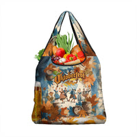 Oktoberfest Grocery Bag with Beer Mug Illustration White Diamond Pattern - Wonder Print Shop