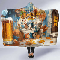 Oktoberfest Hooded Blanket with Beer Mug Illustration White Diamond Pattern - Wonder Print Shop