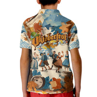 Oktoberfest Kid Polo Shirt with Beer Mug Illustration White Diamond Pattern - Wonder Print Shop
