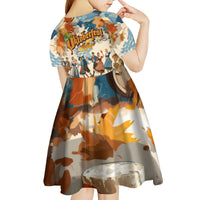 Oktoberfest Kid Short Sleeve Dress with Beer Mug Illustration White Diamond Pattern - Wonder Print Shop