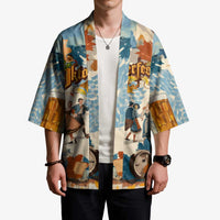 Oktoberfest Kimono with Beer Mug Illustration White Diamond Pattern - Wonder Print Shop