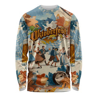 Oktoberfest Long Sleeve Shirt with Beer Mug Illustration White Diamond Pattern - Wonder Print Shop