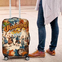 Oktoberfest Luggage Cover with Beer Mug Illustration White Diamond Pattern - Wonder Print Shop