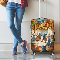 Oktoberfest Luggage Cover with Beer Mug Illustration White Diamond Pattern - Wonder Print Shop