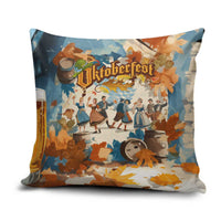 Oktoberfest Pillow Cover with Beer Mug Illustration White Diamond Pattern - Wonder Print Shop