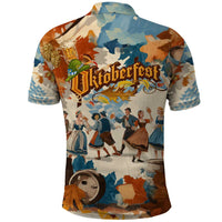 Oktoberfest Polo Shirt with Beer Mug Illustration White Diamond Pattern - Wonder Print Shop