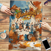 Oktoberfest Puzzle with Beer Mug Illustration White Diamond Pattern - Wonder Print Shop