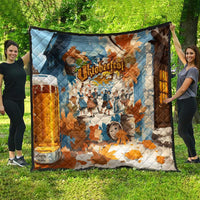 Oktoberfest Quilt with Beer Mug Illustration White Diamond Pattern - Wonder Print Shop