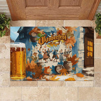 Oktoberfest Rubber Doormat with Beer Mug Illustration White Diamond Pattern - Wonder Print Shop