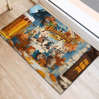 Oktoberfest Rubber Doormat with Beer Mug Illustration White Diamond Pattern - Wonder Print Shop