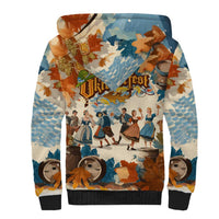 Oktoberfest Sherpa Hoodie with Beer Mug Illustration White Diamond Pattern - Wonder Print Shop