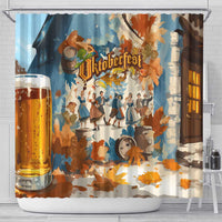 Oktoberfest Shower Curtain with Beer Mug Illustration White Diamond Pattern - Wonder Print Shop