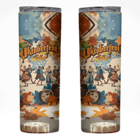 Oktoberfest Skinny Tumbler with Beer Mug Illustration White Diamond Pattern - Wonder Print Shop