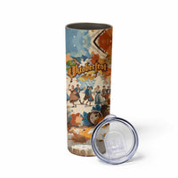 Oktoberfest Skinny Tumbler with Beer Mug Illustration White Diamond Pattern - Wonder Print Shop